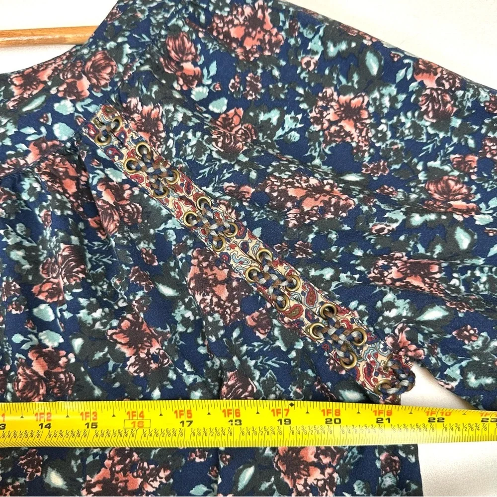 Gimmicks Floral Oversized 3/4‎ Sleeve Peasant Shirt Boho Cottagecore